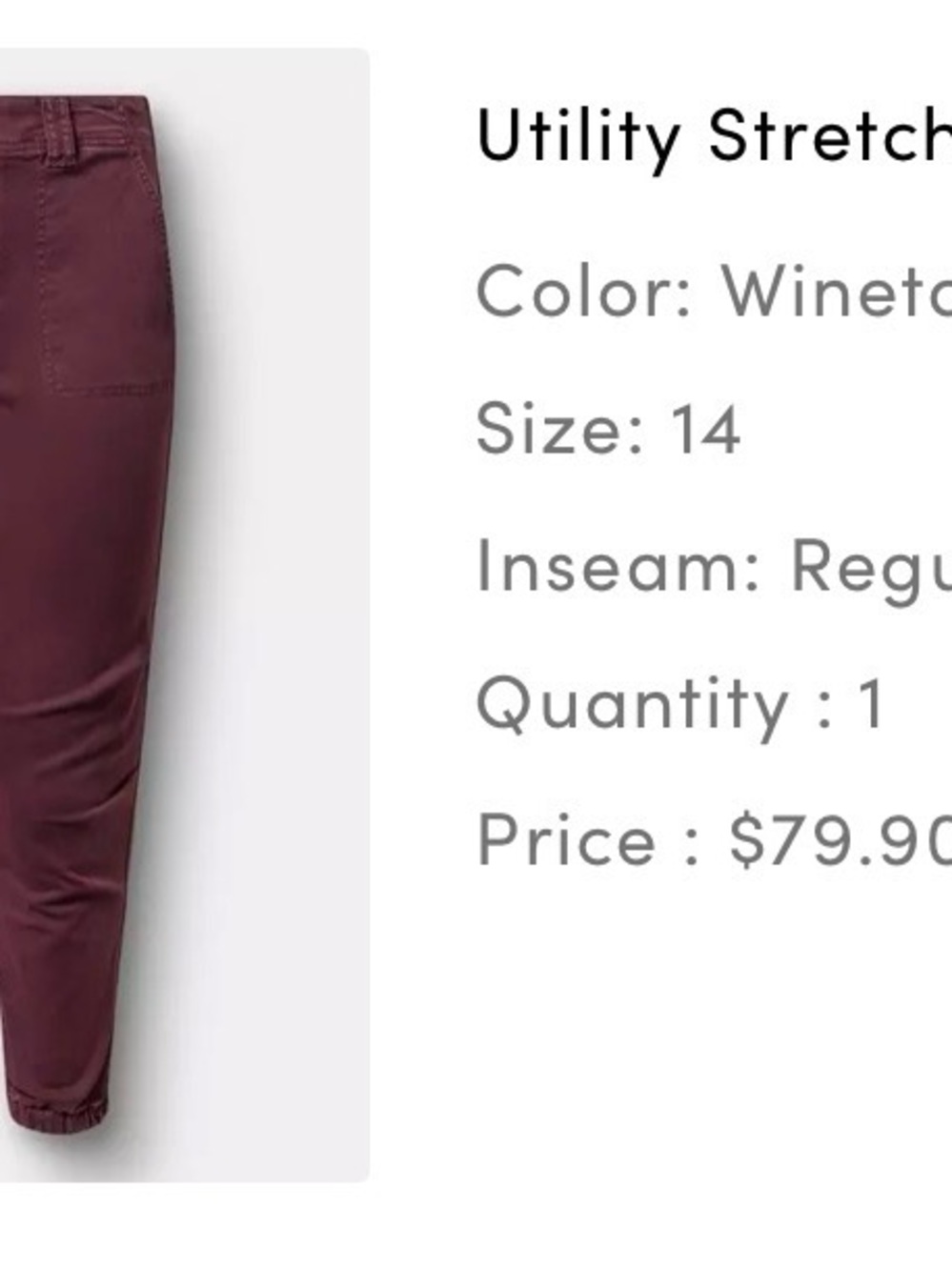 Torrid Maroon Twill Joggers - Picture 4 of 4
